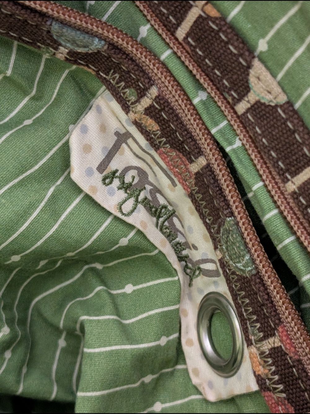 Fossil Brown Patterned Canvas Tote with Leather Trim - Picture 7 of 10